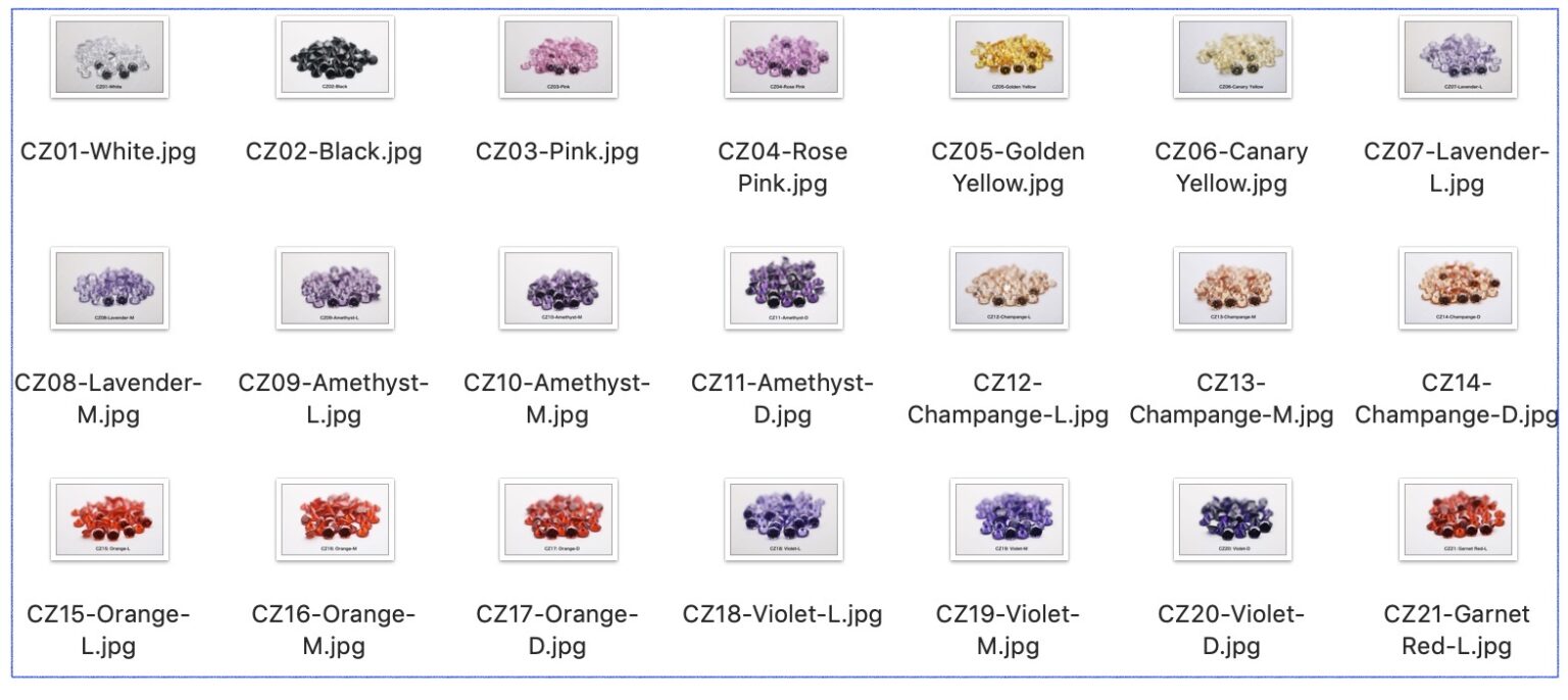 CUBIC ZIRCONIA COLOR CHARTS-Loose Gemstones Suppliers-FU RONG GEMS China