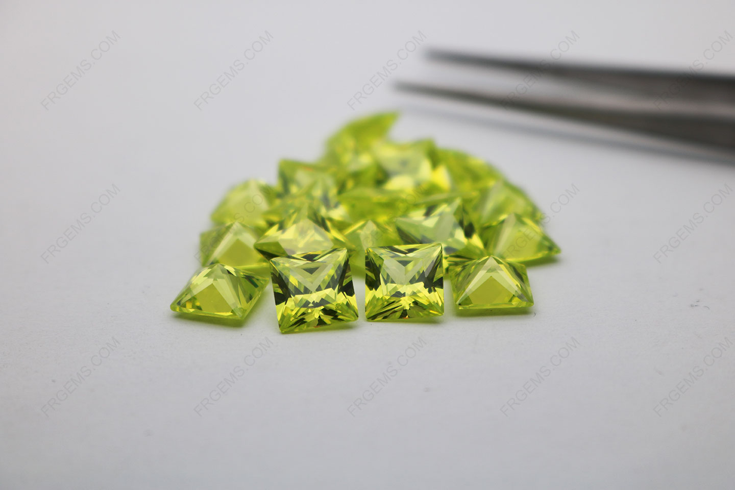Loose Cubic Zirconia Cz Apple Green Square Shape Princess Cut X Mm Stones Cz Img Loose