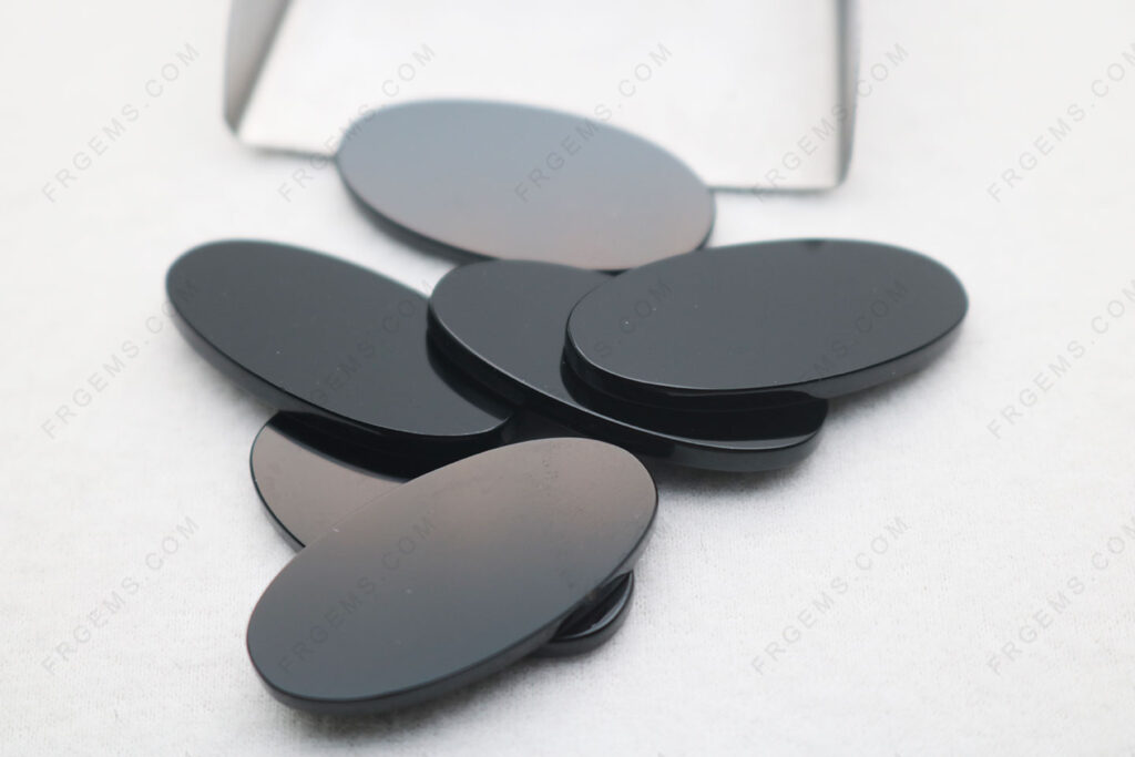 Natural-Genuine-Black-onyx-Oval-Shape-Double-flat-Coin-Shape-30x15mm-loose-gemstones-bulk-wholesale-IMG_7133