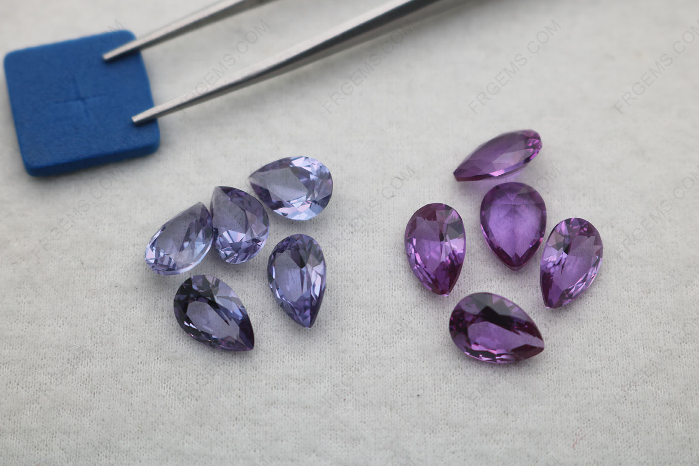 Synthetic Alexandrite Color Change Corundum 45# and 46# Pear Shape faceted 10x7mm gemstones bulk wholesale