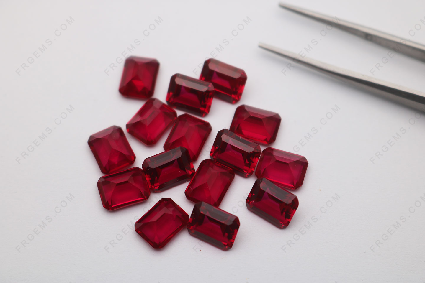 Synthetic Ruby Red Corundum 7# dark Color Emerald Cut 9x7mm Gemstones China Suppliers